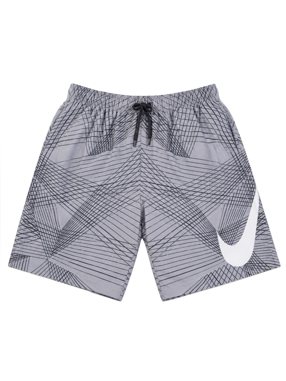 Nike Swoosh Geometric Swim Trunks Gray Black S